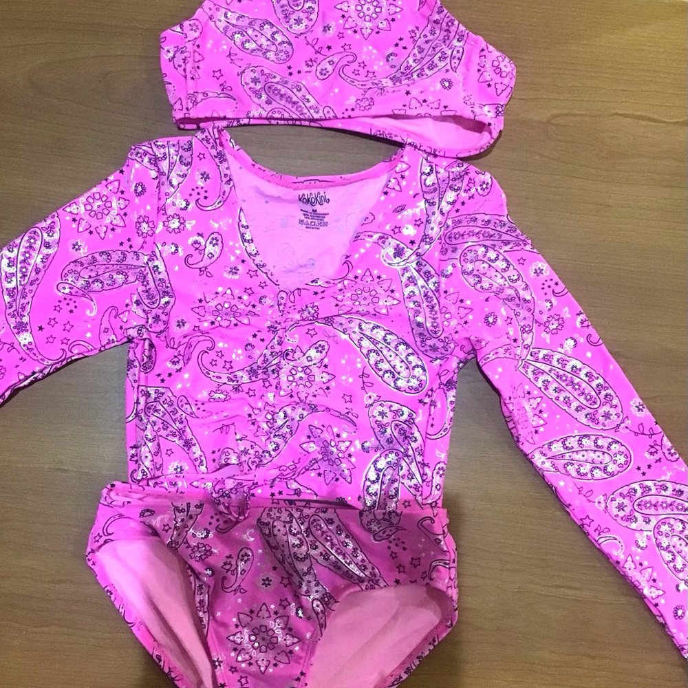 Pink 3 Pc. Paisley Swimsuit Set